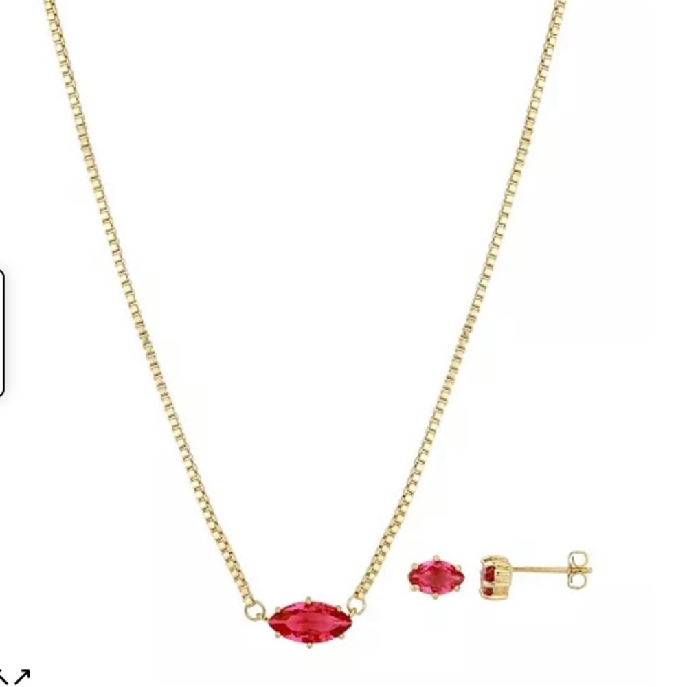 14K Gold Plated Birthstone Earring and Necklace Set